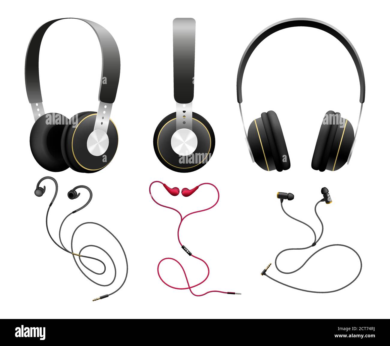 Isolierte schwarze Ohrhörer Stock Vektor