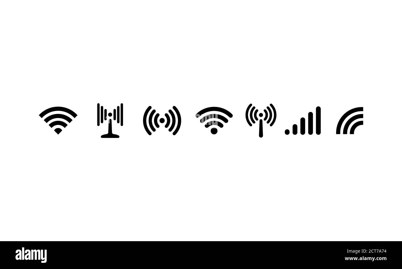 Symbol für Wi-Fi, drahtlose Verbindung, Antennensignalstärke. Vektor auf isoliertem weißem Hintergrund. EPS 10. Stock Vektor
