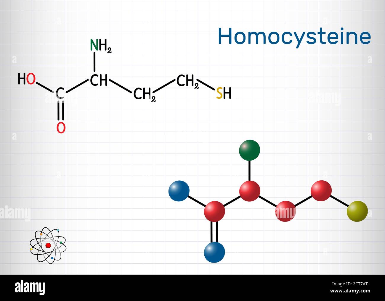 Homocystein-Biomarker-Molekül. Es ist eine schwefelhaltige, nicht proteinogene Aminosäure ...
