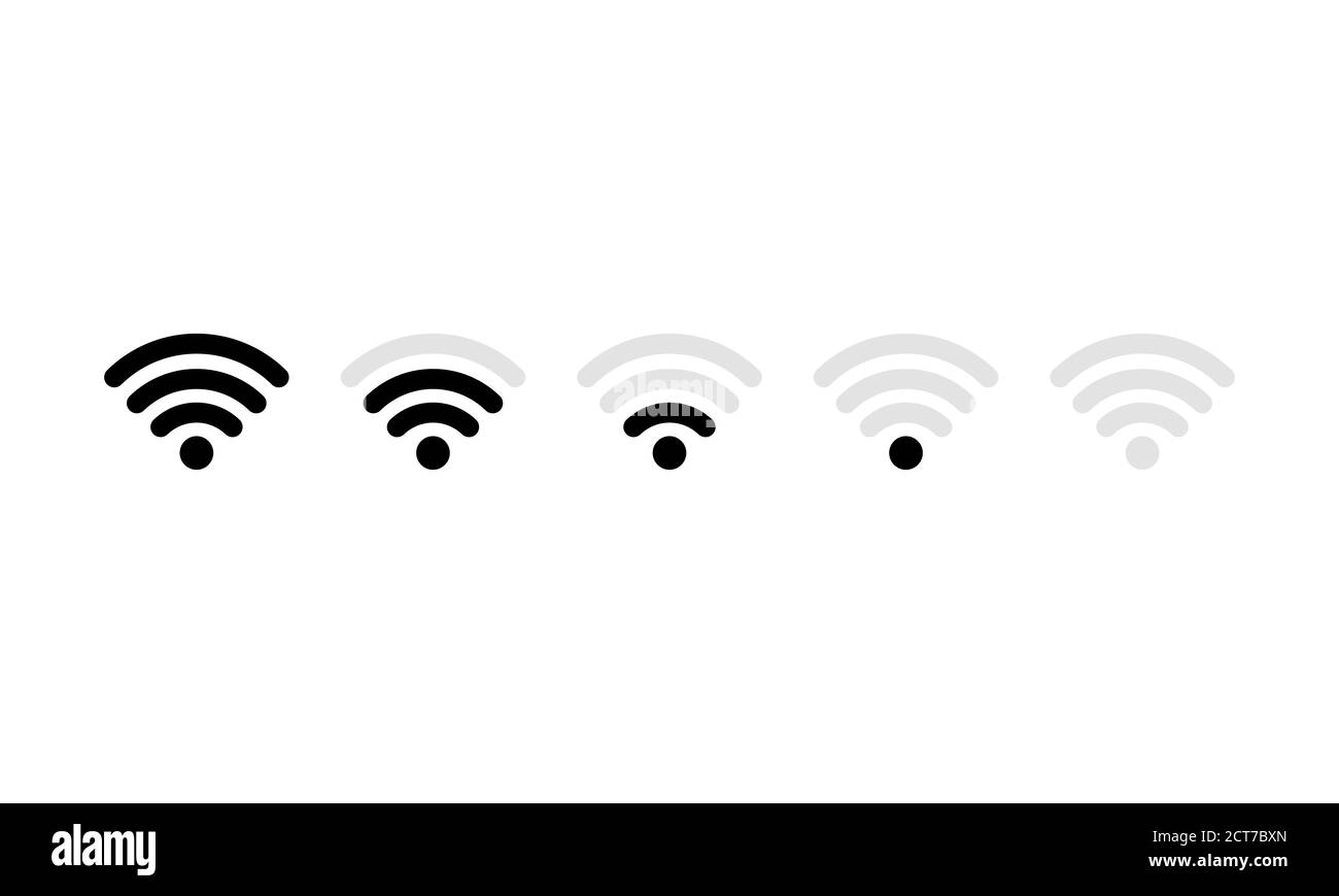 WiFi-Symbol eingestellt. Mobile Signalstärke Indikator Vorlage für WiFi. Vektor auf isoliertem weißem Hintergrund. EPS 10. Stock Vektor