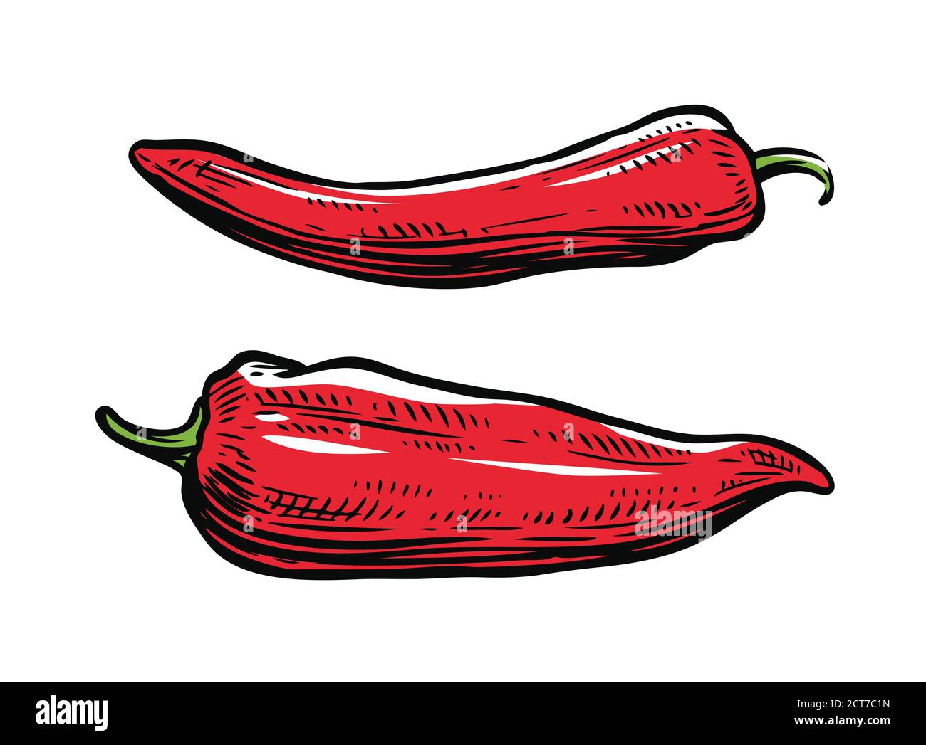 Rote Paprika. Kulinarische Würze, Lebensmittel Vektor Illustration Stock Vektor