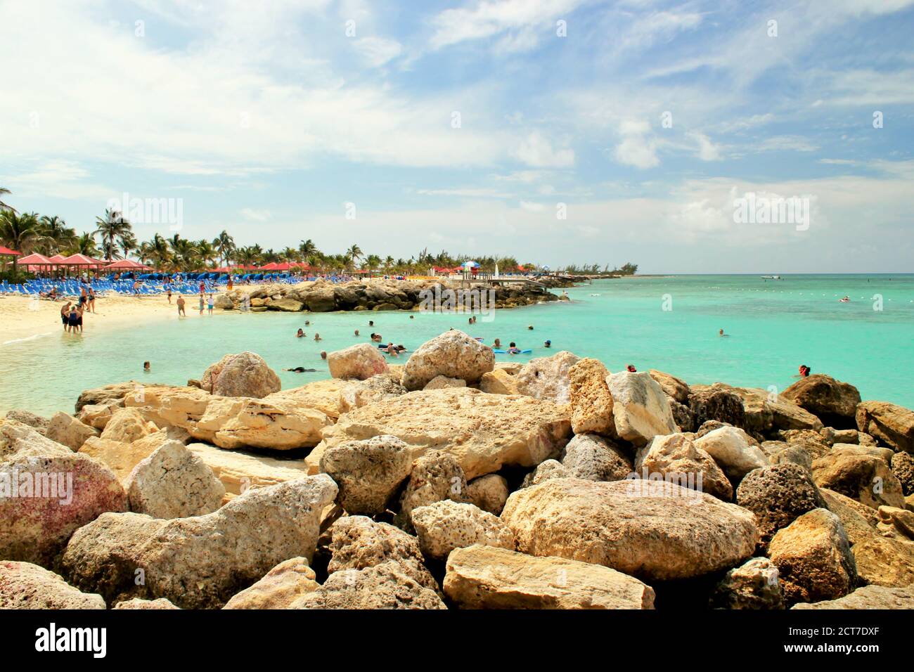 Strand bei Princess Cayes auf den Bahama Inseln Stockfoto