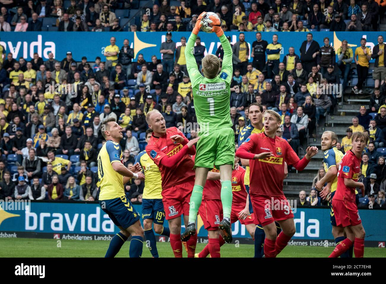 Brondby, Dänemark. April 2018. Torwart Alex Runarsson vom FC Nordsjaelland gesehen während der ALKA Superliga Spiel zwischen Brondby IF und FC Nordsjaelland im Brondby Stadion in Brondby. (Foto: Gonzales Photo - Kim M. Leland). Stockfoto
