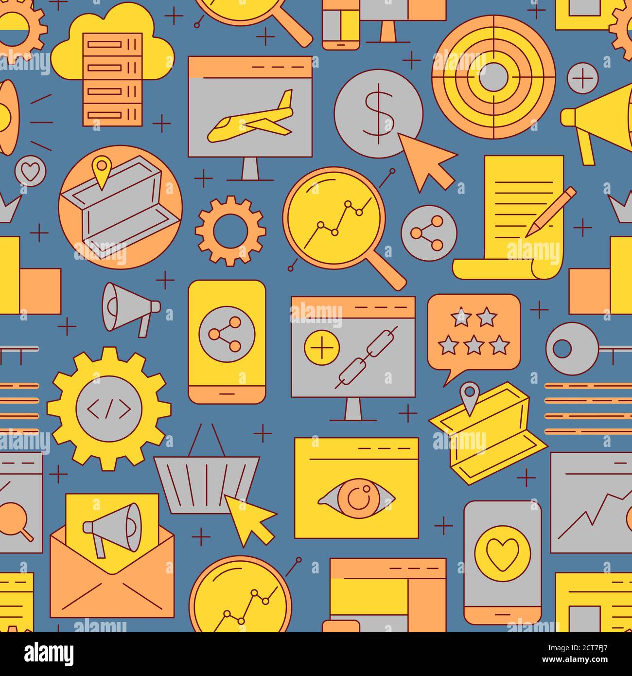 SEO nahtlose Hintergrund in farbigen Linien Stil Stock Vektor