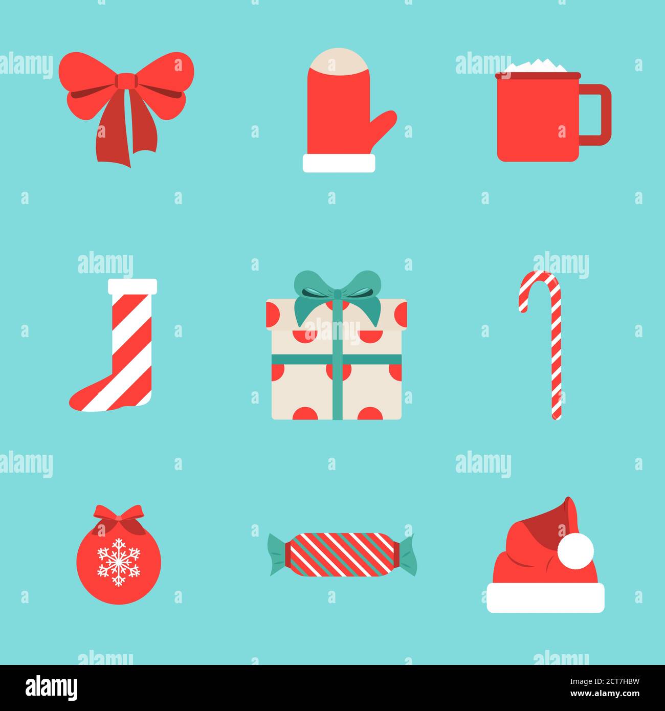 Weihnachts-Vektor-Icon-Set in flachem Design Stock Vektor