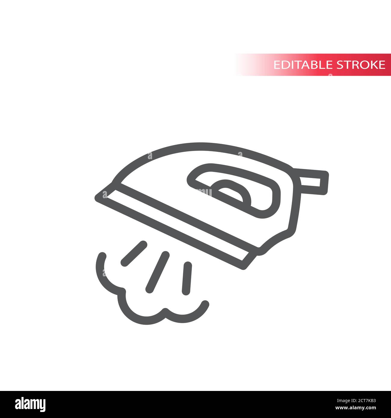 Bügeleisen mit Dampf dünne Linie Vektor-Symbol. Bügeln Service Umriss Symbol, editierbare Kontur. Stock Vektor