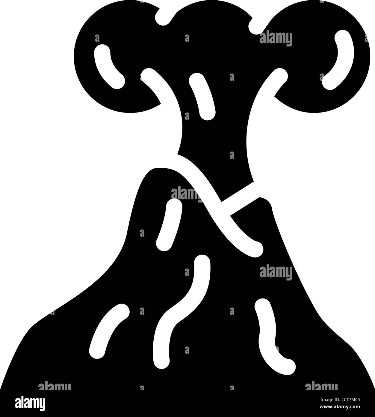 Erhöhte vulkanische Aktivität Glyphen Symbol Vektor-Illustration Stock Vektor