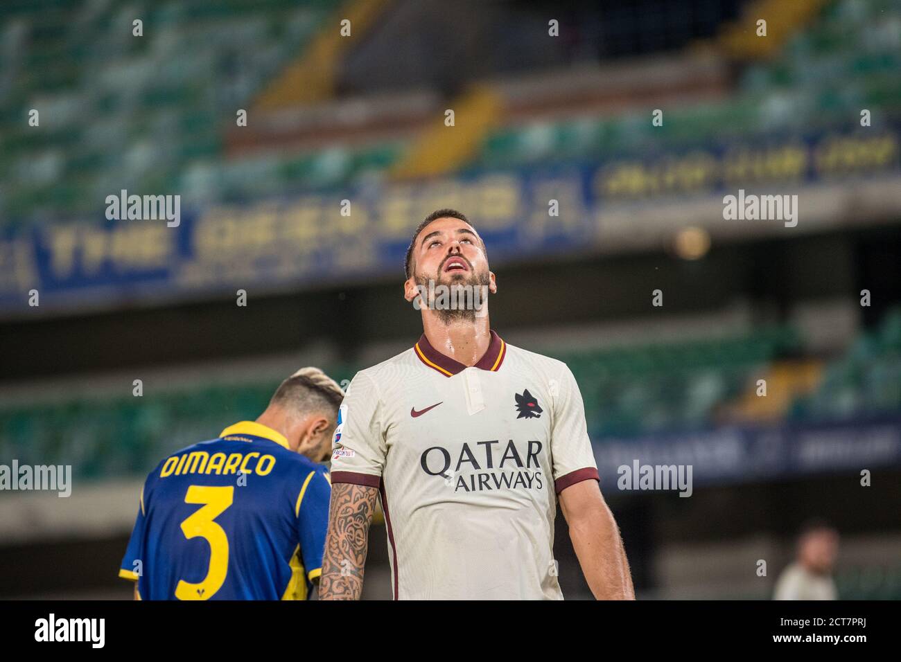 Leonardo Spinazzola (AS Roma) während Hellas Verona vs Roma, italienische Serie A Fußballspiel, Verona, Italien, 19. September 2020 Stockfoto