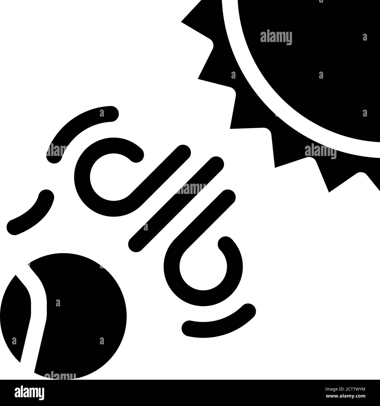 Solarer Einfluss auf die Erde Glyphe Symbol Vektor-Illustration Stock Vektor