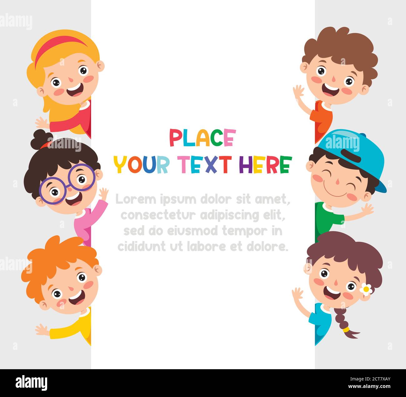 Lustige Kinder posieren mit EINEM leeren Rahmen Stock Vektor