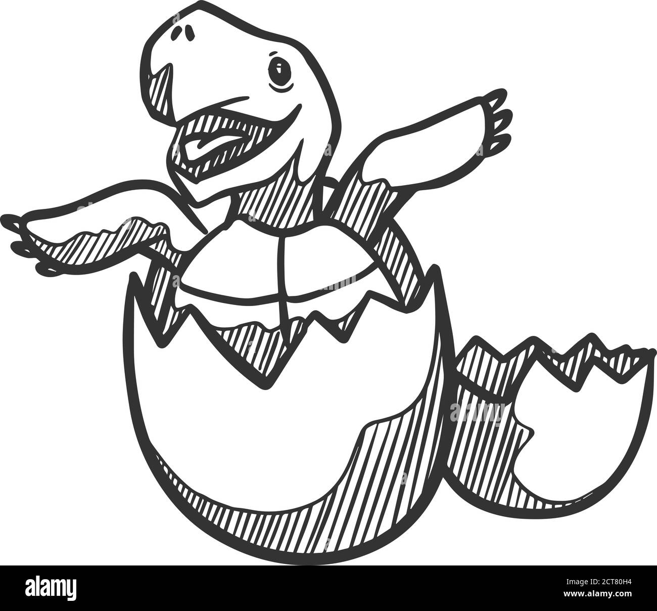 Symbol für das Schraffieren von Schildkröten im Skizzenstil. Tiervektor-Doodle. Stock Vektor