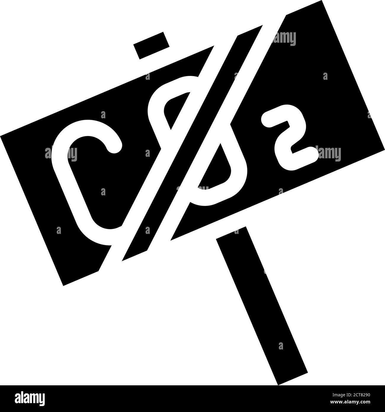co2 gekreuzte Typenschild Glyphe Symbol Vektor-Illustration Stock Vektor