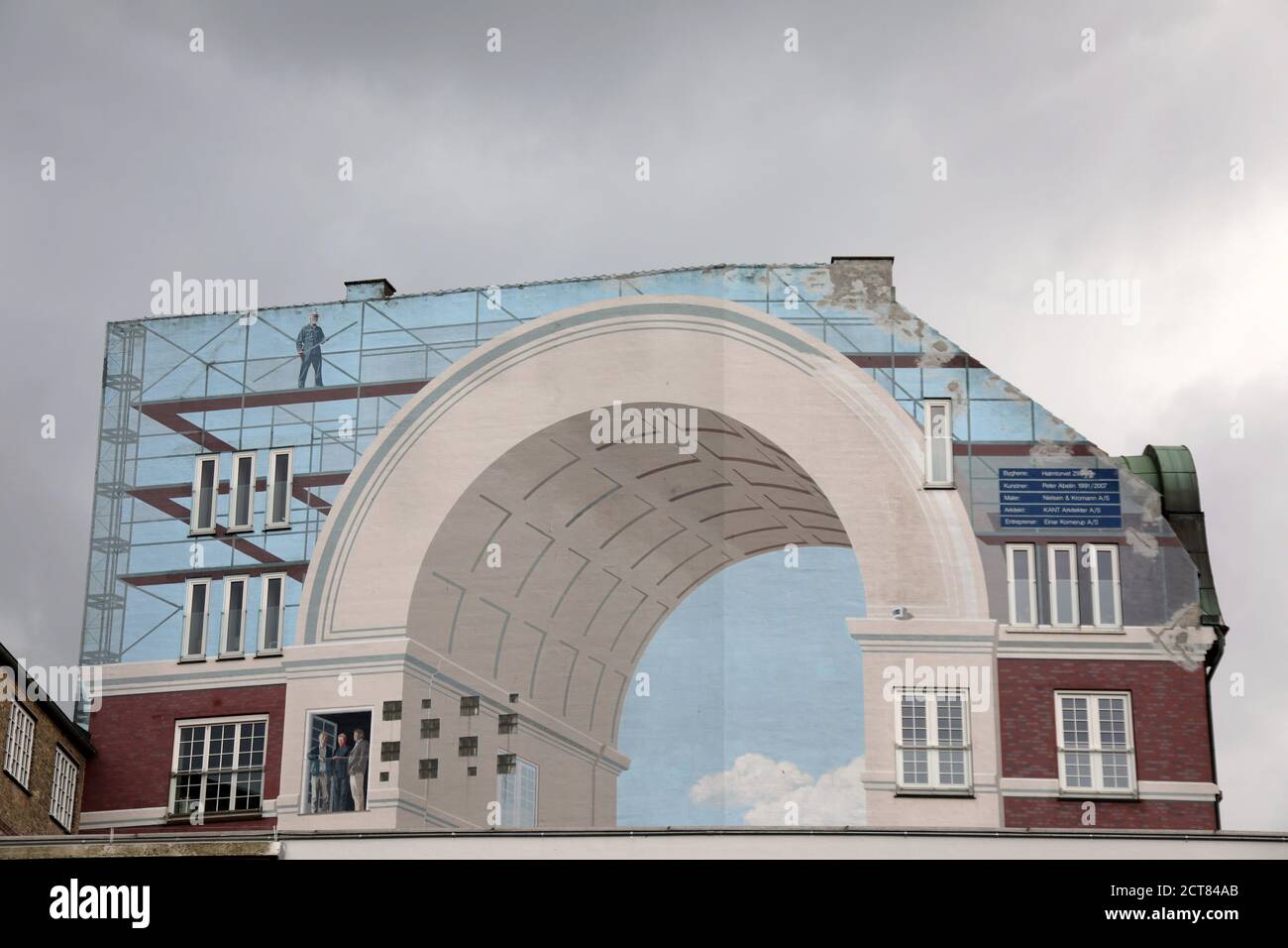 Bemaltes Gebäude in Vesterbro in Kopenhagen Stockfoto