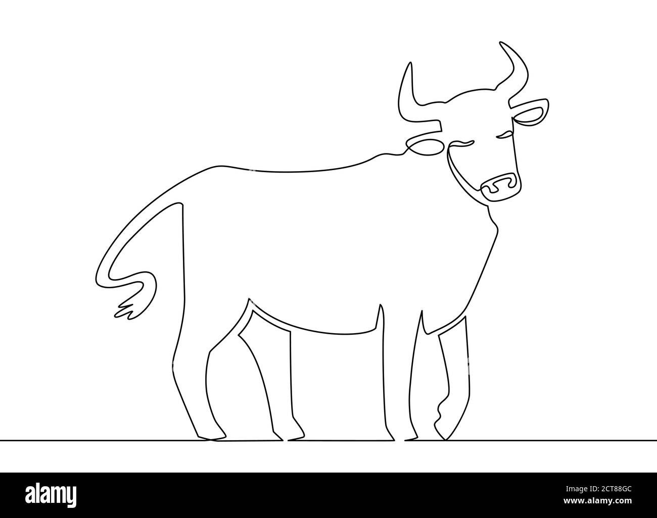 Eine Linie Ochse. Chinesisches neues Jahr 2021 Stier kontinuierliche Linie Kunst, Tierkreis asiatische Astrologie Symbol, orientalischen Stil Vektor-Konzept. Vektor Ochse Tier, Bullenlinie Stock Vektor