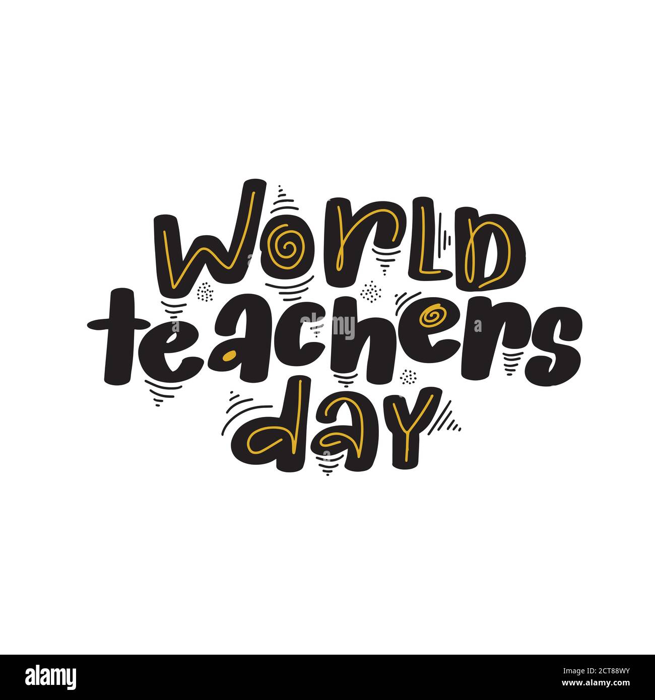 Happy Teachers Day Handgezeichnete Schriftzug Illustration Stock Vektor