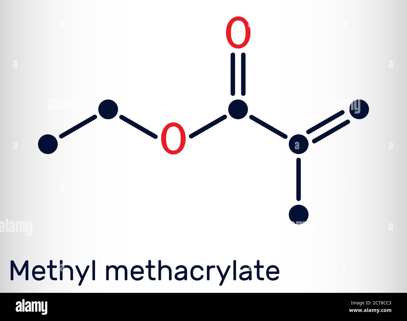 Methylmethacrylat, MMA-Molekül. Es ist Methylester von Methacrylsäure, ist Monomer für die Herstellung von Poly (Methyl-Methacrylat). Skelettchemie Stock Vektor