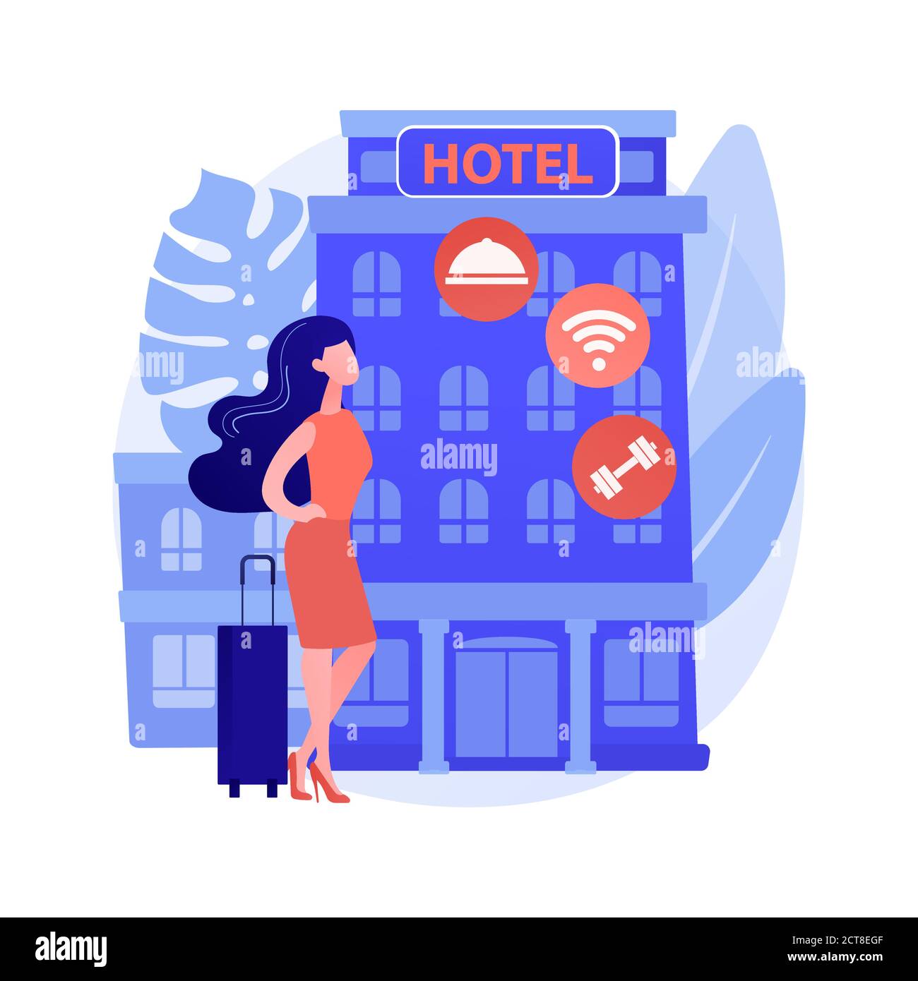 Abbildung des abstrakten Konzepts des Motelservice. Stock Vektor