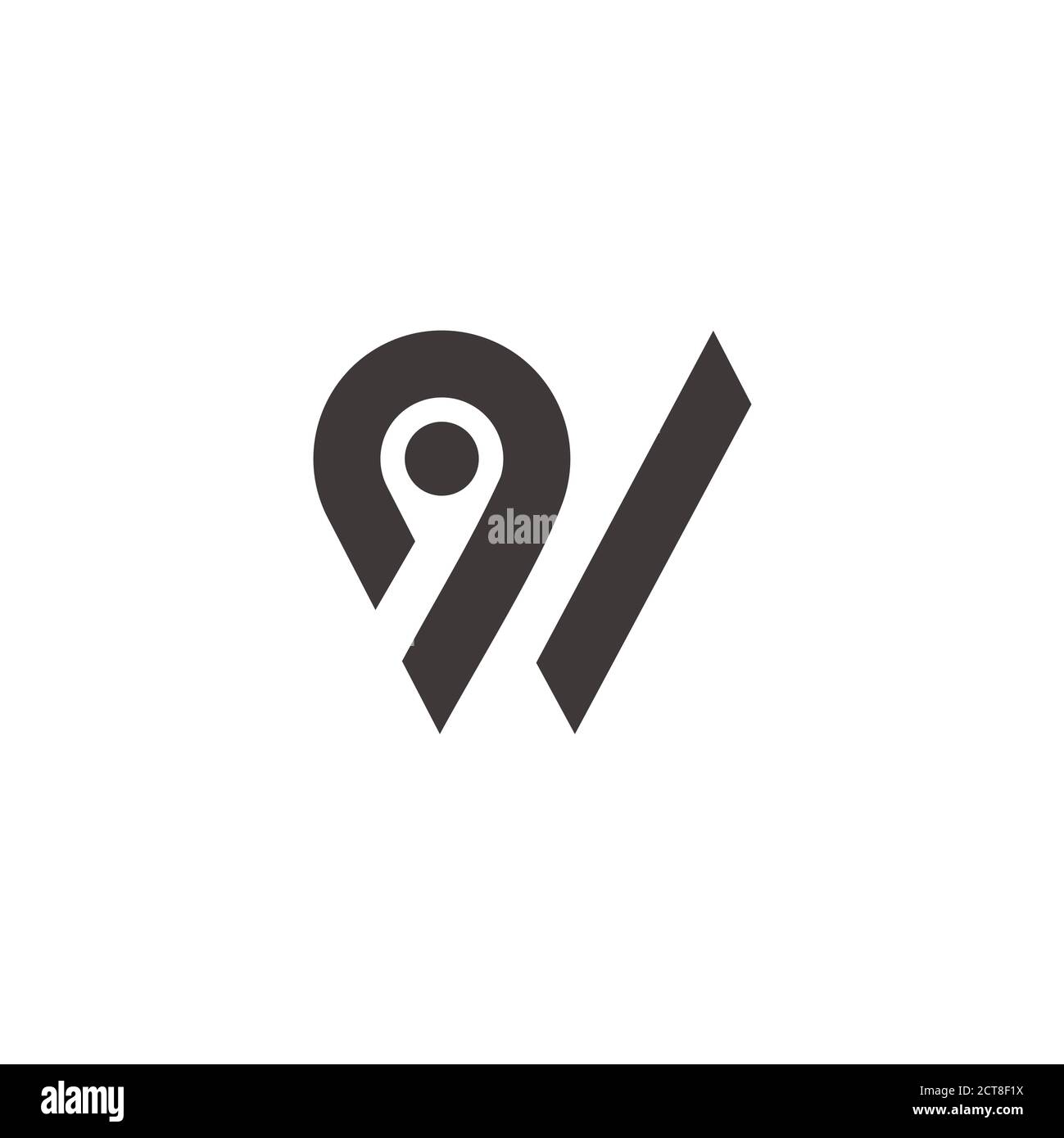 Buchstabe w Pin Position Symbol geometrische Logo Vektor Stock Vektor