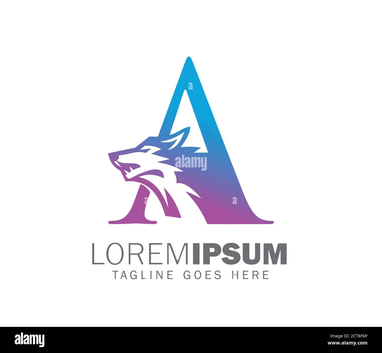 Eine Vektor-Illustration von Wolf Anfangsbuchstaben EIN Logo-Zeichen Stock Vektor