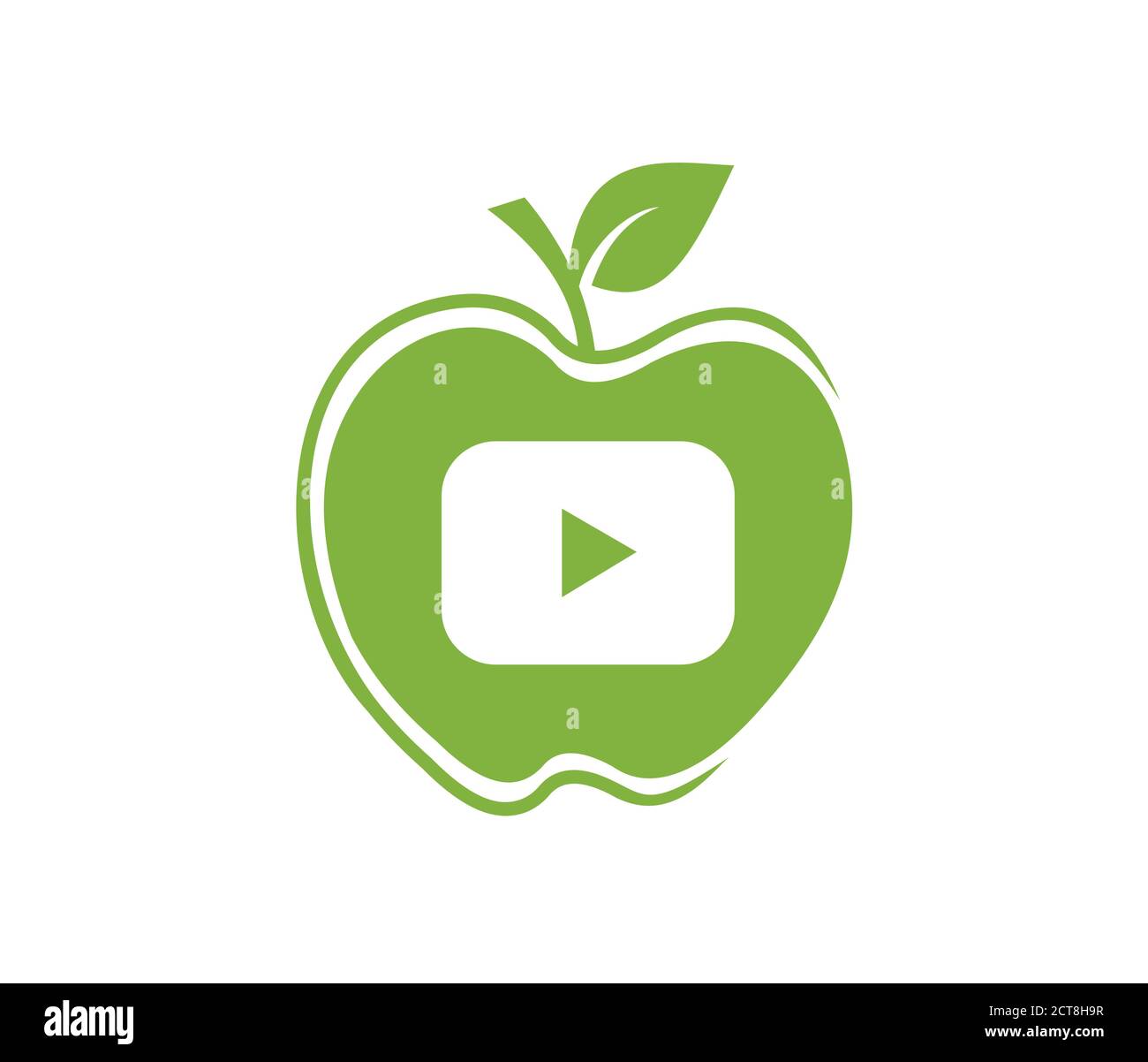 Ein Vektor Illustration mit Play-Button-Symbol mit Apfel in Grüne Farbe Stock Vektor