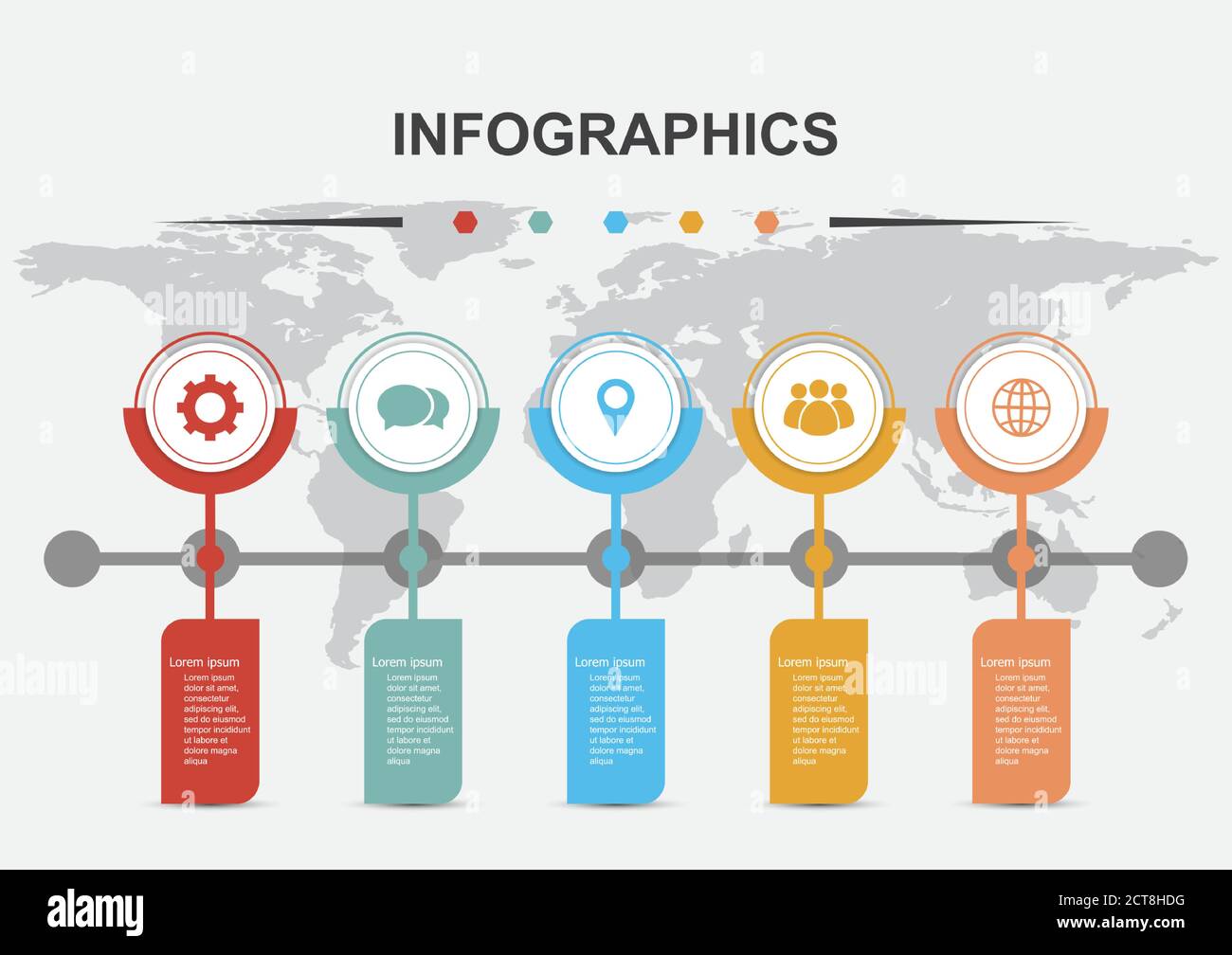 Timelines Infografik Design-Vorlage mit 5 Banner, Stock-Vektor Stock Vektor