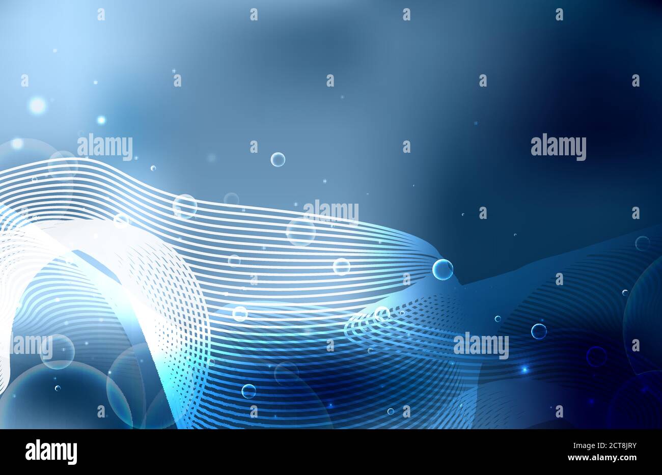 Abstrakter Hintergrund mit Blasen, Funkeln, Linienmetamorphose und verschwommenem Hintergrund. Vektorhintergrund für Ihre Kreativität Stock Vektor
