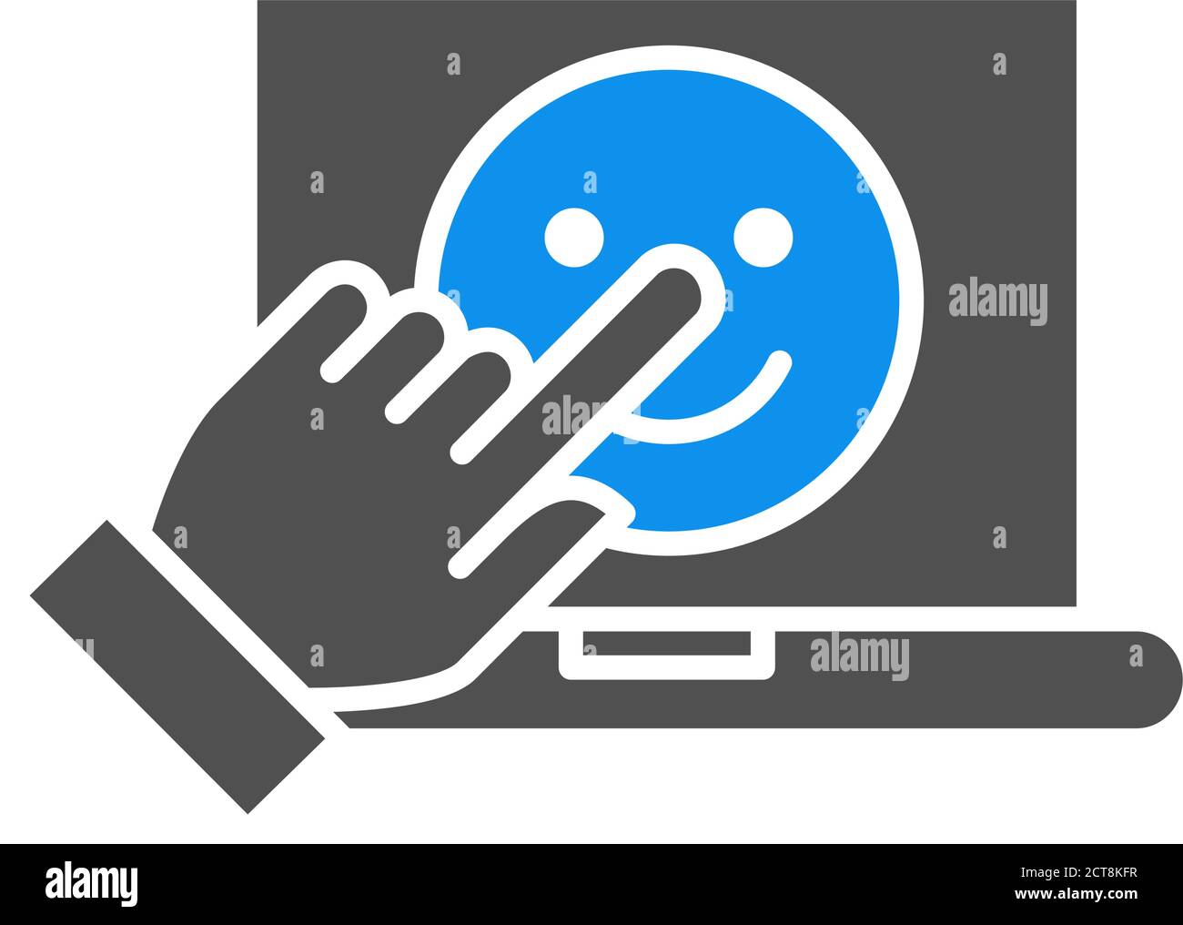 Menschliche Stimme auf Laptop farbigen Symbol. Glückliches Gesicht, Kundenzufriedenheit, positives Feedback-Symbol Stock Vektor