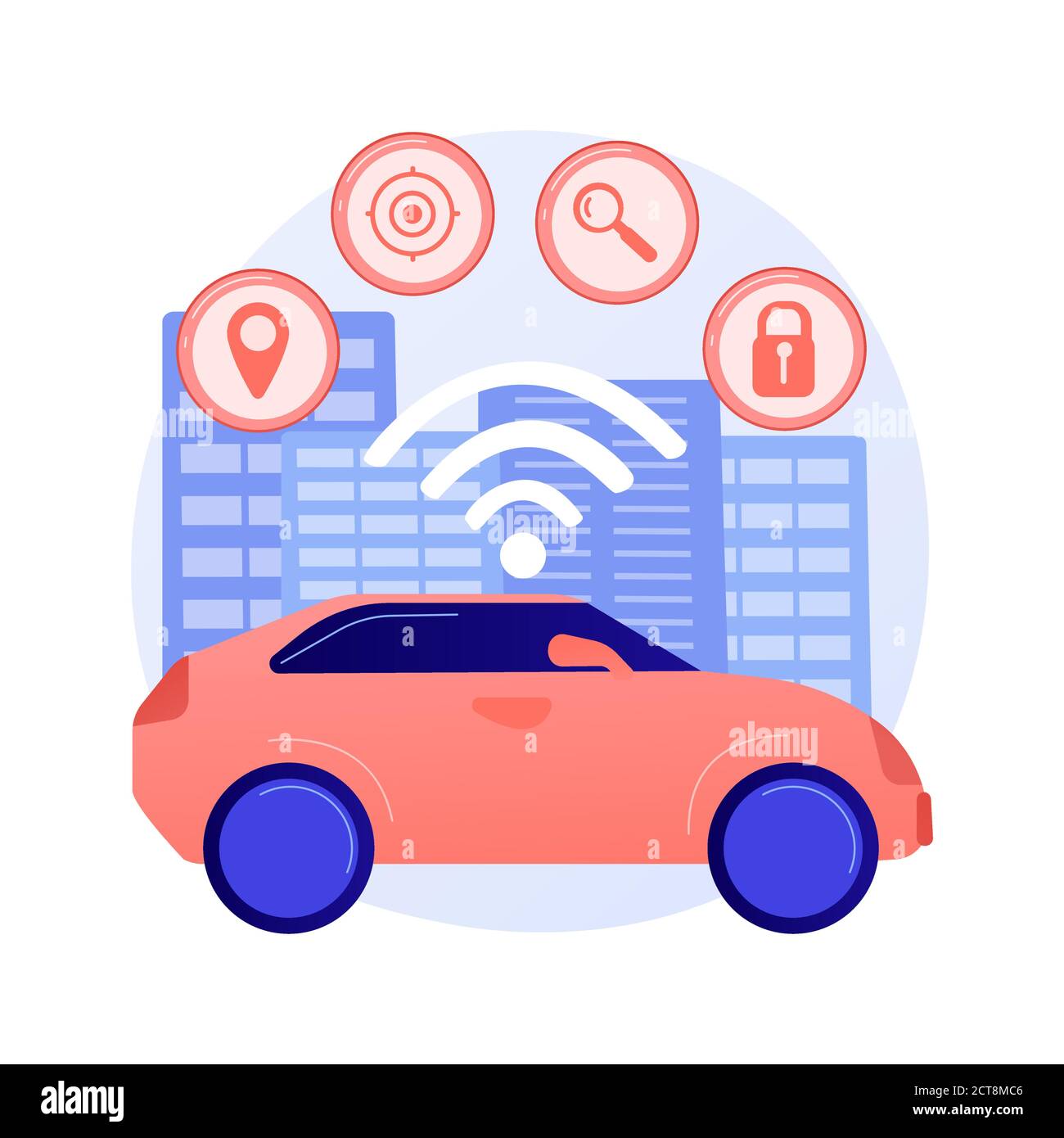 Autonomes Auto abstraktes Konzept Vektor Illustration. Stock Vektor