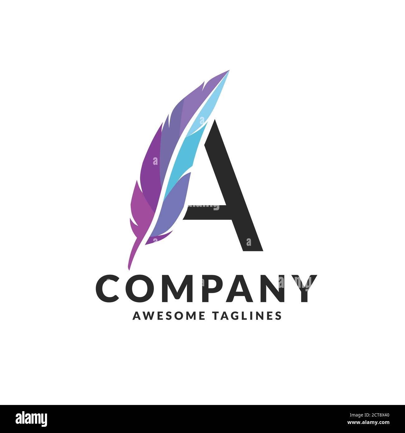 Feder mit Buchstaben ein Logo Vektor, luxuriöse Buchstaben EIN Feder Logo eingearbeitet Stock Vektor