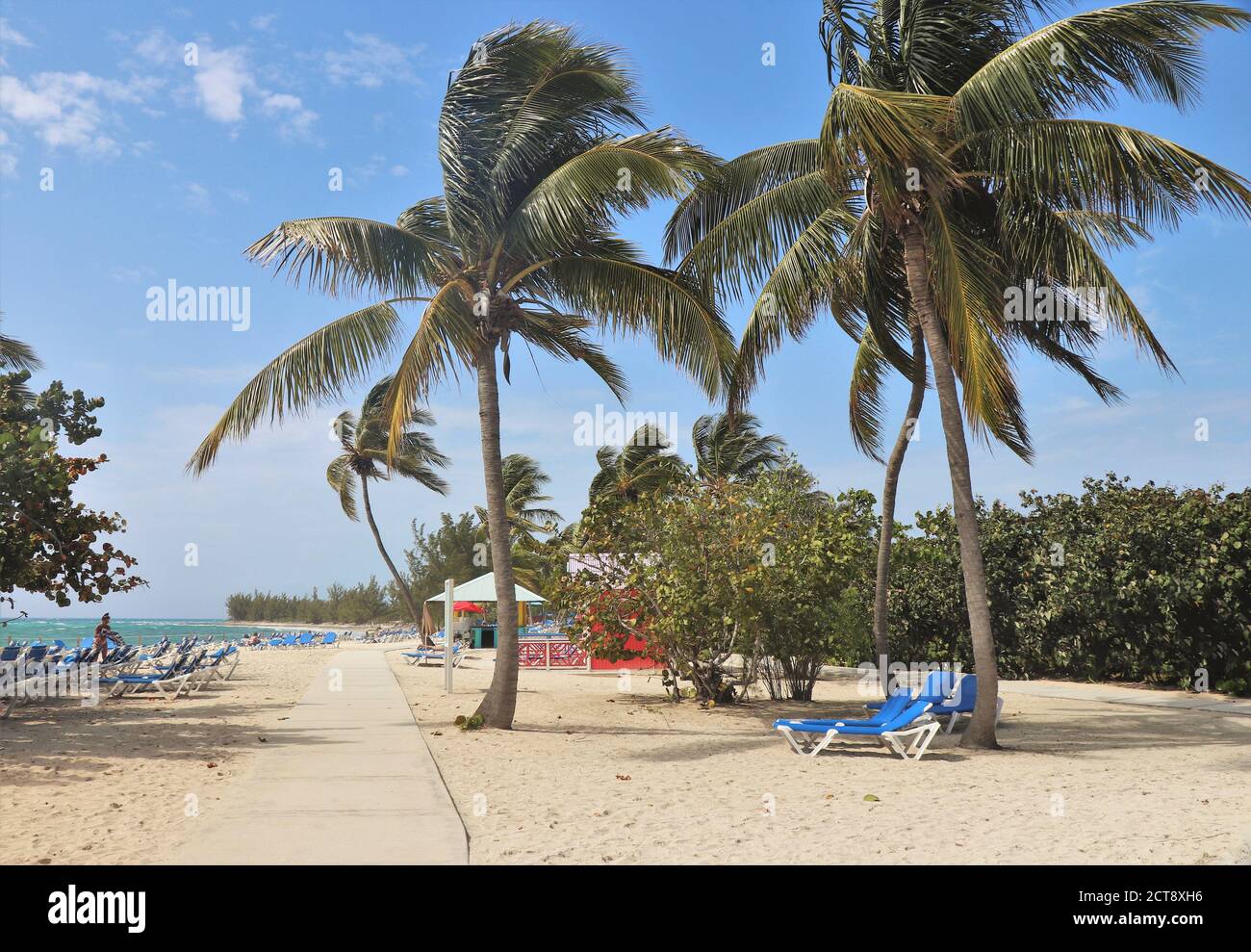 Eleuthera, Bahamas - 3/12/18 - Kreuzfahrtschiffpassagiere genießen einen lustigen Tag am Strand auf Princess Cays Stockfoto