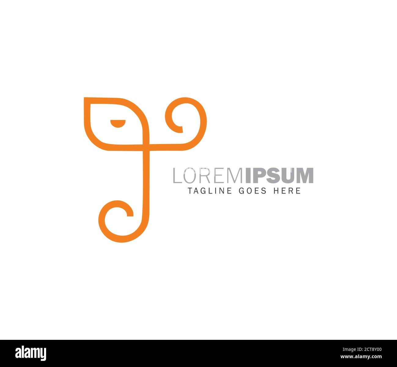 Eine Vektordarstellung der einfachen Kontur Elefant Logo-Anmeldung Orangefarbener und weißer Hintergrund Stock Vektor