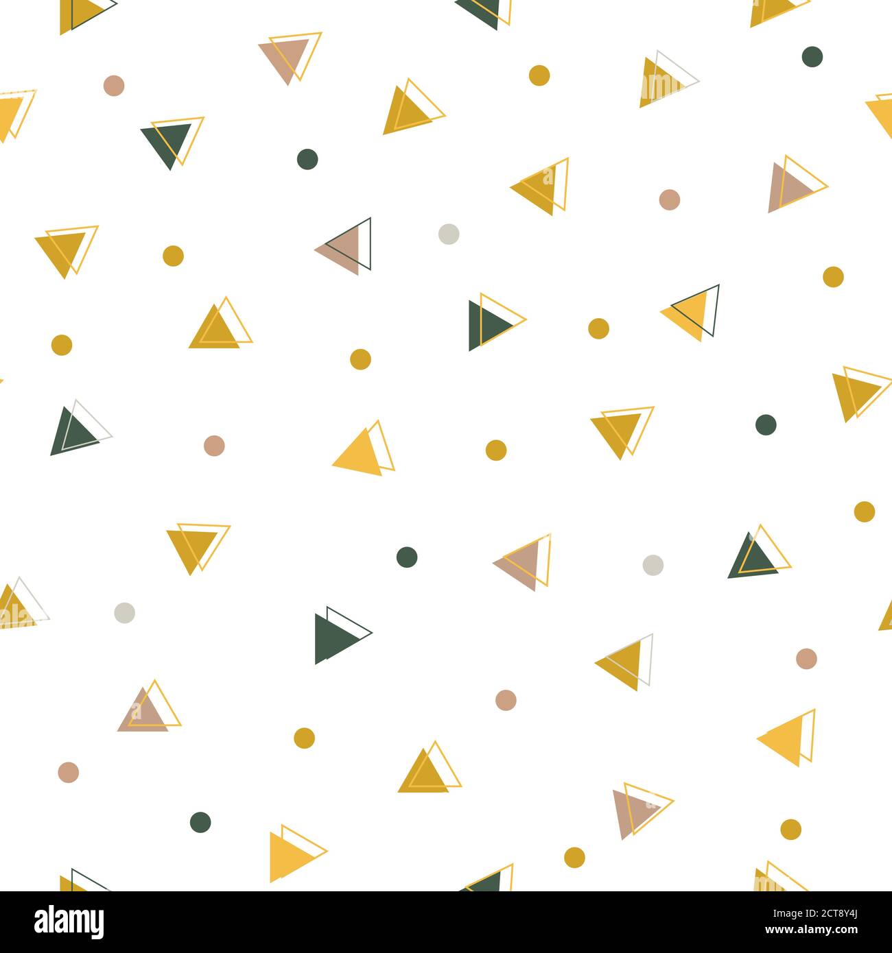 Geometrisch einfach nahtlos in modernem Muster. Gelbe, grüne und beige Dreiecke. Trendige Vektorgrafik Stock Vektor