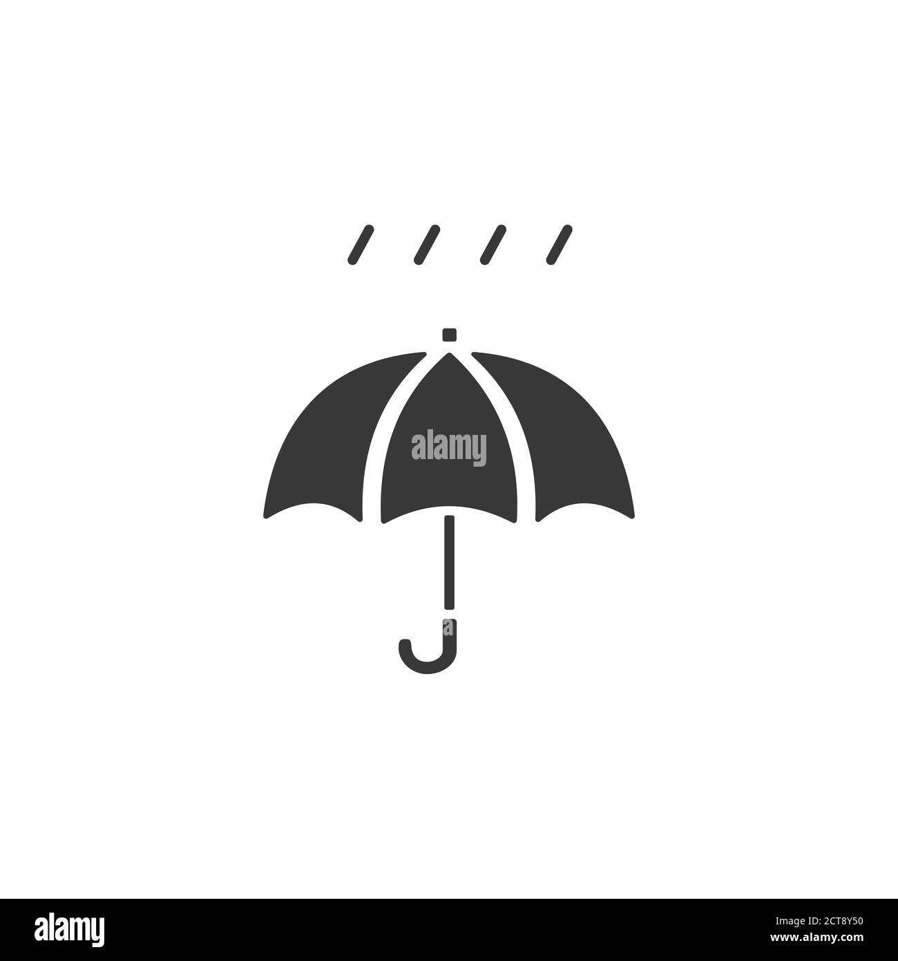 Regenschirm und sehr weicher Regen. Isoliertes Symbol. Vektordarstellung der Wetterglyphe Stock Vektor