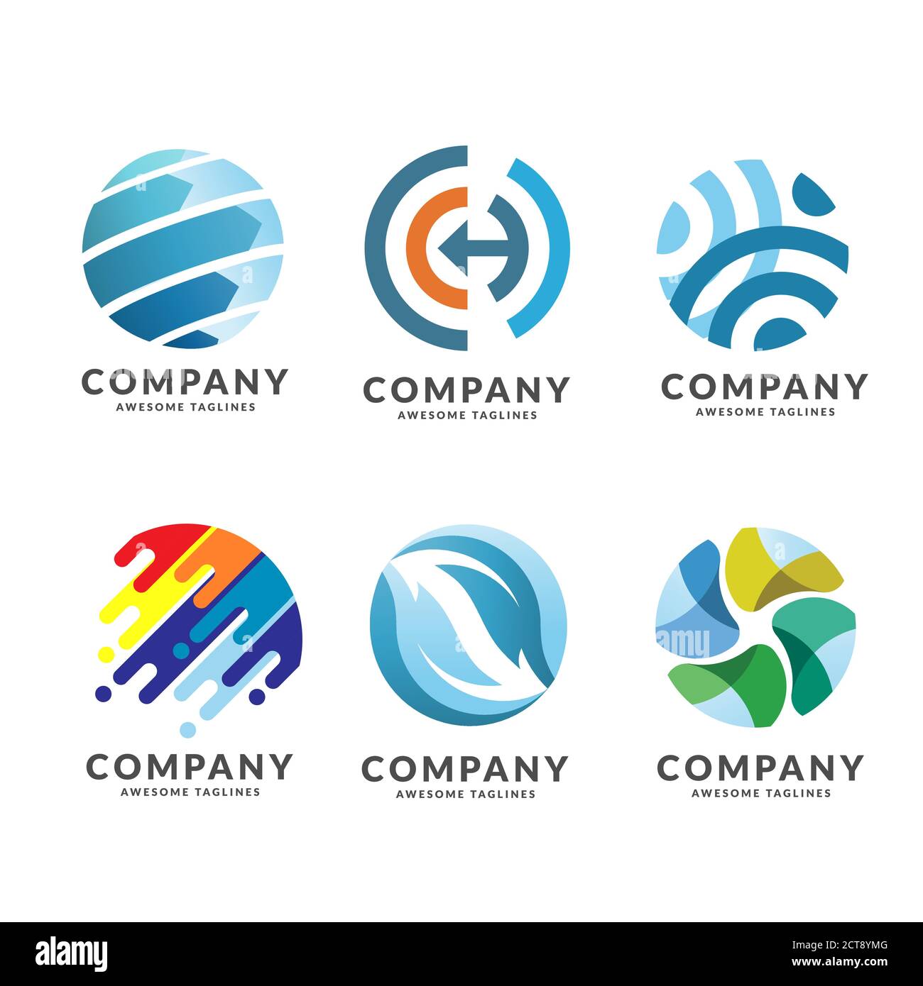 Creative Circle Technologie und Netzwerk Logo Set Konzept Stock Vektor