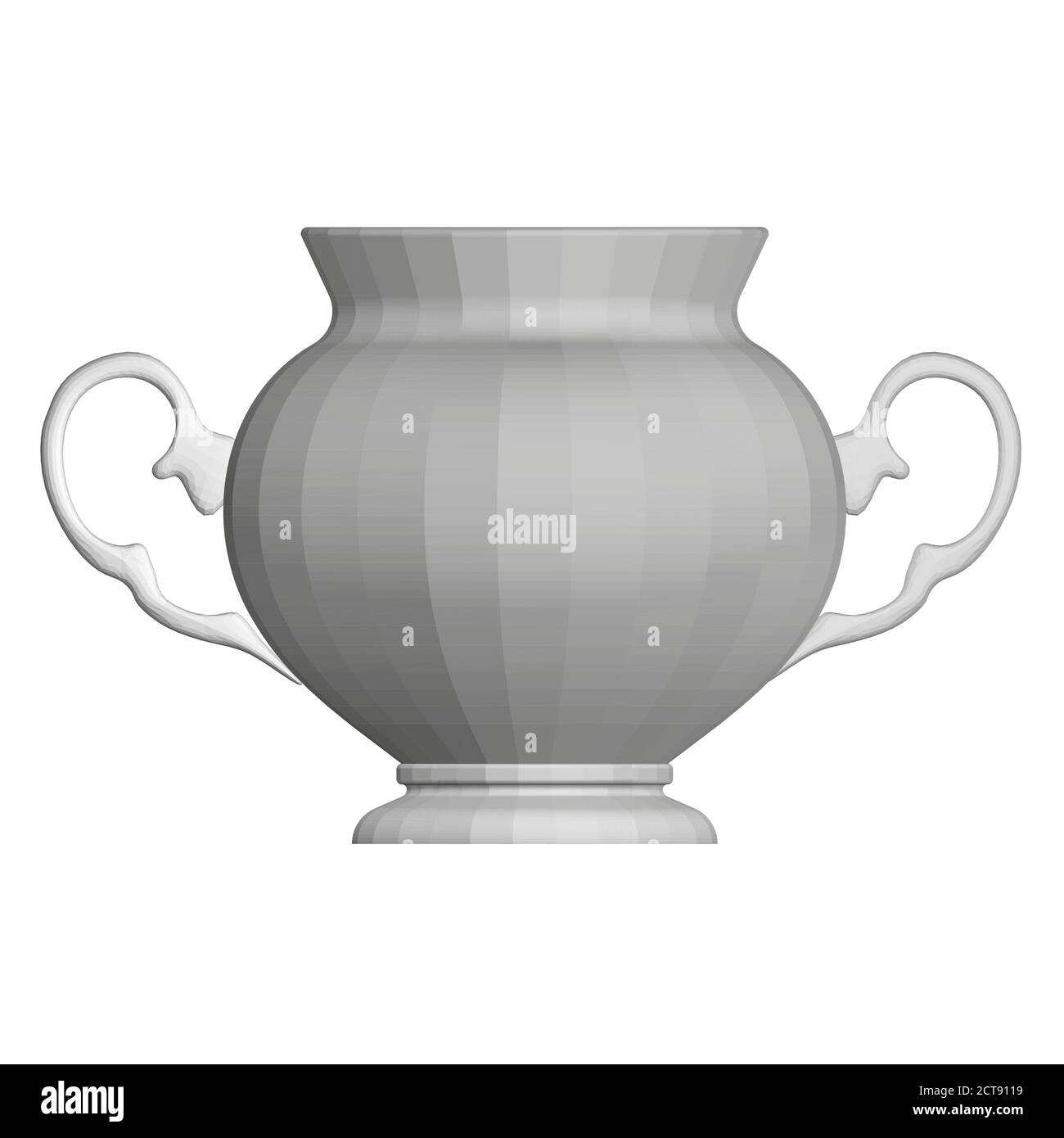 Antike dekorative Teekanne. Polygonale graue Teekanne. Vorderansicht. 3D. Vektorgrafik Stock Vektor