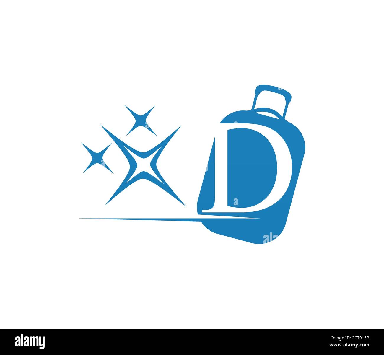 Ein Vektor-Illlustrationslogo in blauer Farbe für Gepäck und Shine Stern Symbol mit Monogramm Anfangsbuchstaben C Logo Zeichen Stock Vektor