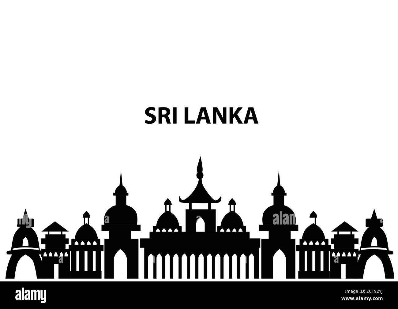 srilankan Tempel isoliert in weißem Hintergrund Vektor-Illustration Stock Vektor