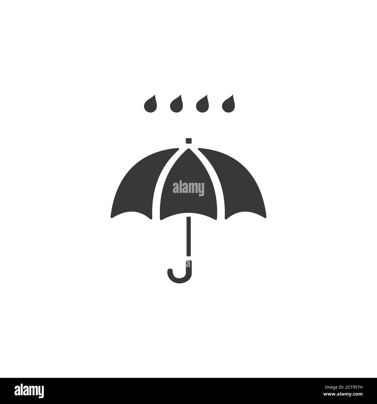 Regenschirm und starker Regen. Isoliertes Symbol. Vektordarstellung der Wetterglyphe Stock Vektor