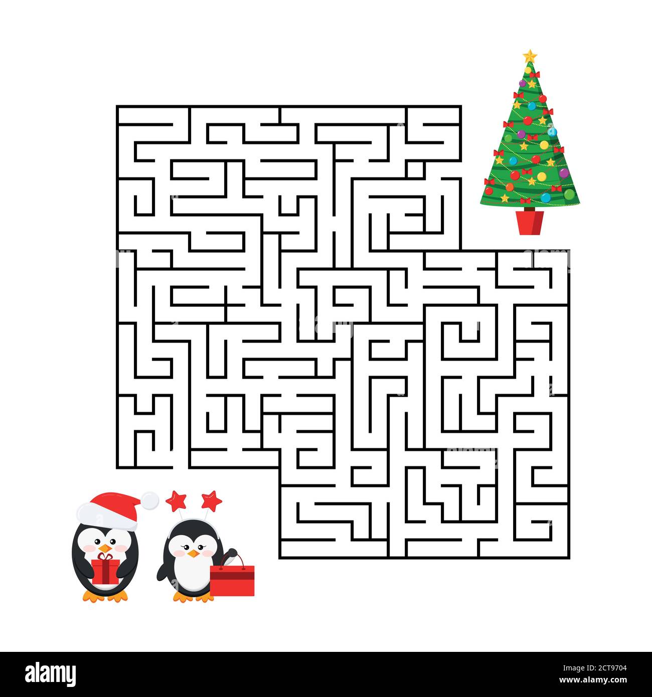 Weihnachten Labyrinth Spiel Labyrinth mit niedlichen Jungen und