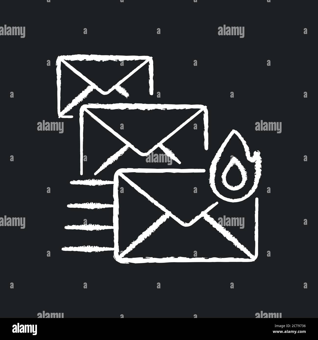 Priorität Mail Kreide weißes Symbol auf schwarzem Hintergrund Stock Vektor