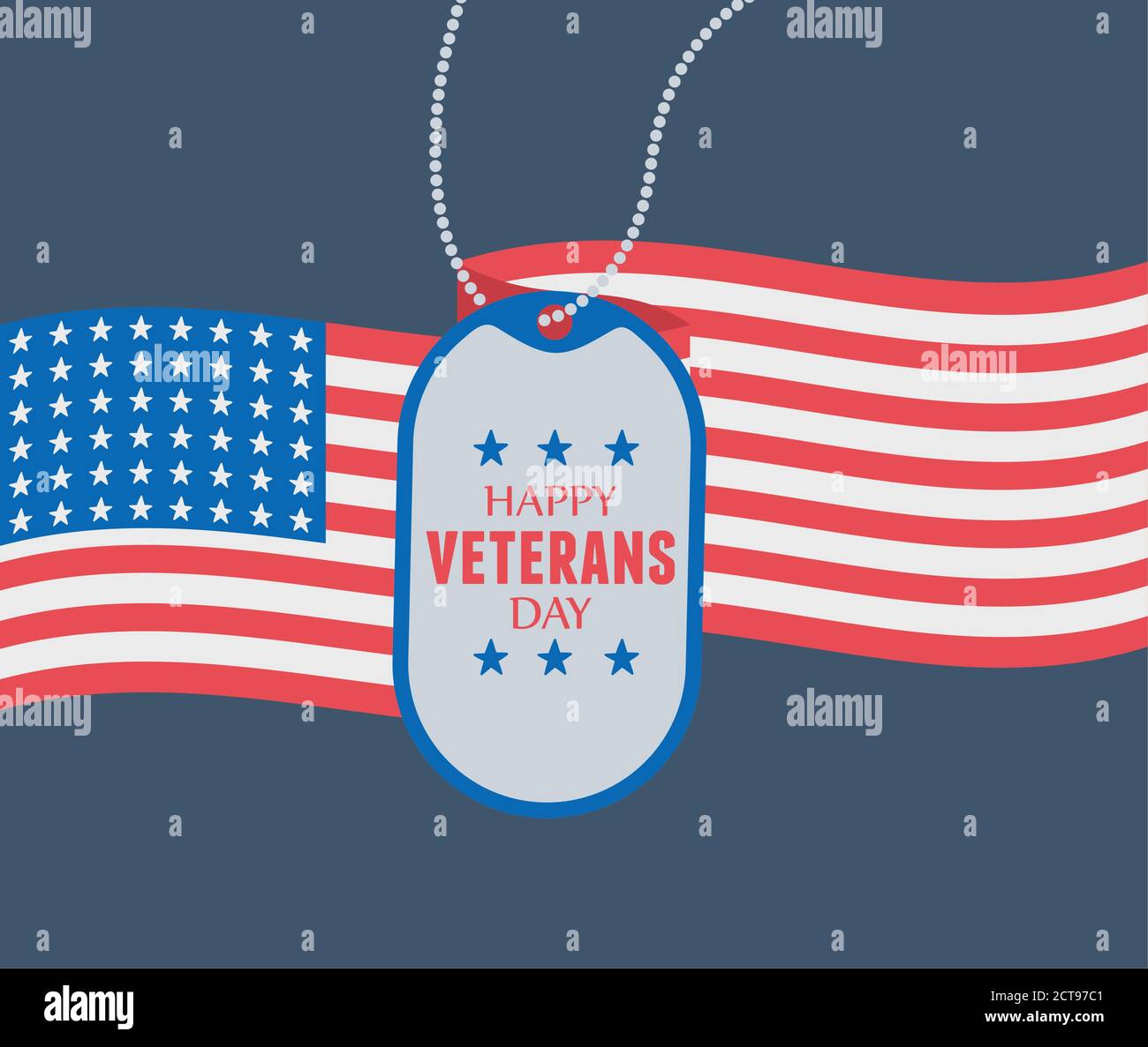 Happy Veterans Tag, Soldaten Abzeichen auf dem Hintergrund der Vereinigten Staaten Flagge Vektor Illustration Stock Vektor