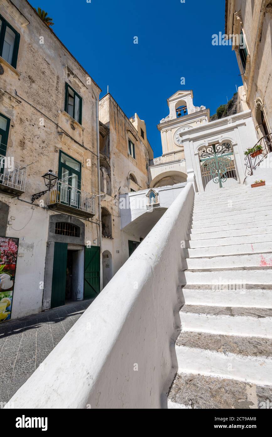 Malerische Ecke von Atrani, Amalfiküste, Kampanien, Italien Stockfoto