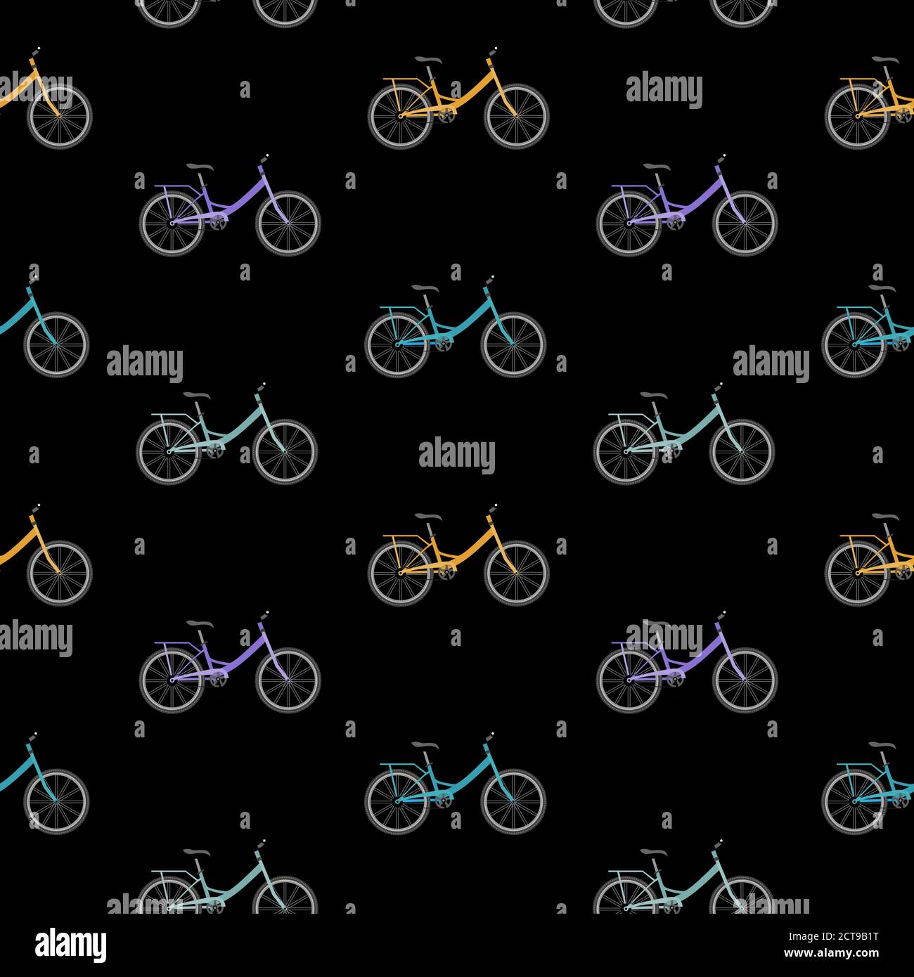 Fahrrad Nahtloses Muster Hintergrund. Vektorgrafik Stock Vektor