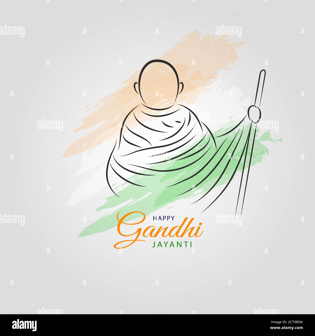 2. Oktober Happy Gandhi Jayanti Abstrakte Skizze von Gandhi Ji Lineart Vektor-Illustration mit indischen Flagge Tri Farben für Gandhi Jayanti Wünsche. Stock Vektor
