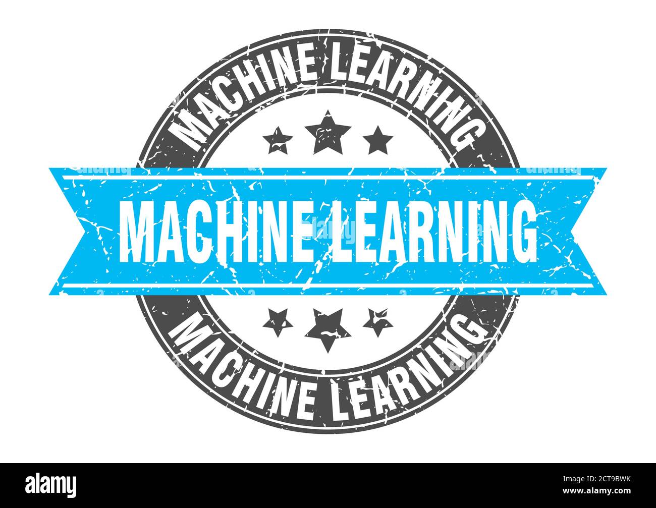 Machine Learning Rundstempel mit Band. schild. Etikett Stock Vektor