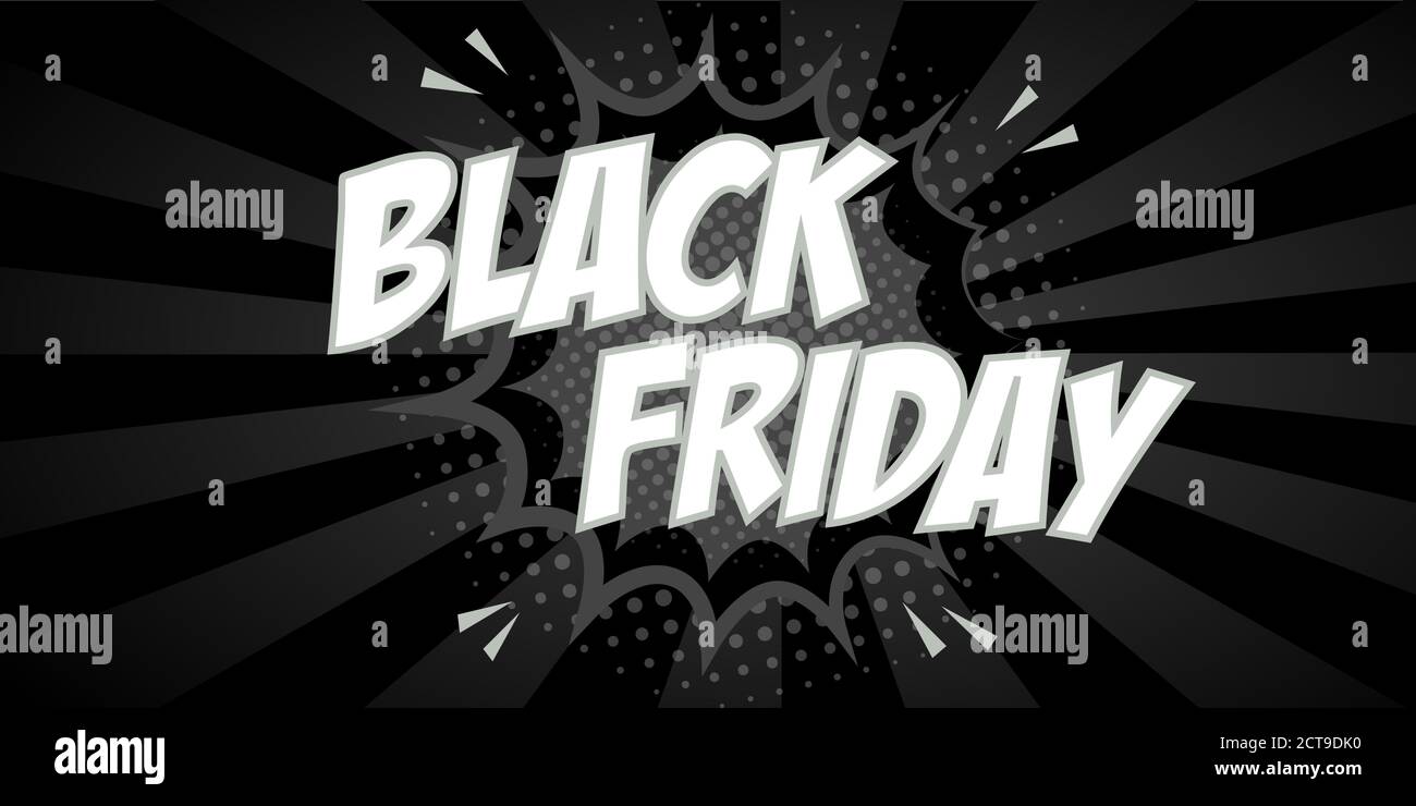 Black Friday Toon Hintergrund oder Web-Banner für den Verkauf. Nützlich für Märkte, Einzelhandel und Shopping. Cartoon Vektoreffekt. Stock Vektor