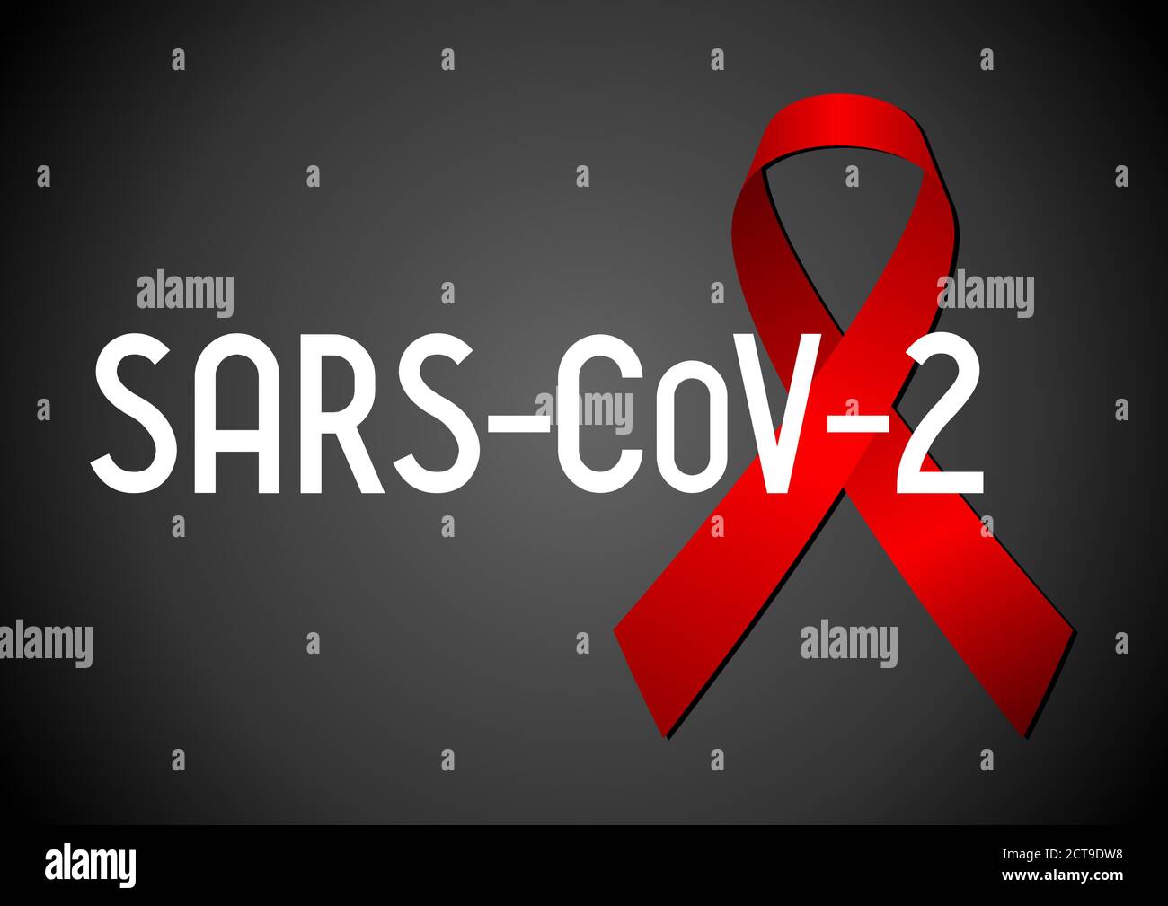 SARS-CoV-2 Konzept, rotes Band - Vektordarstellung Stock Vektor