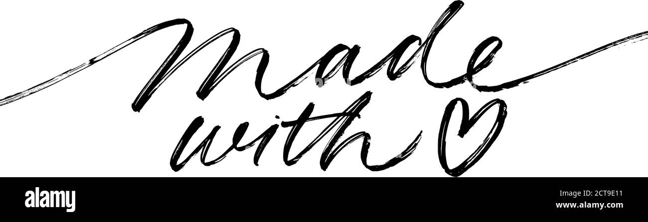 Hergestellt mit Love-Schriftzug für handgefertigte Ware. Stock Vektor