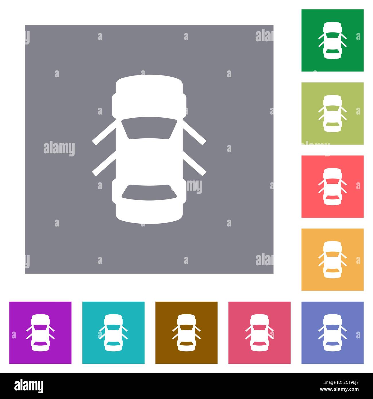 Auto offene Türen Armaturenbrett Anzeige flache Symbole auf einfache Farbe Quadratische Hintergründe Stock Vektor Auto offene Türen Armaturenbrett Anzeige flache Symbole auf einfache Farbe Quadratische Hintergründe Stock Vektor
