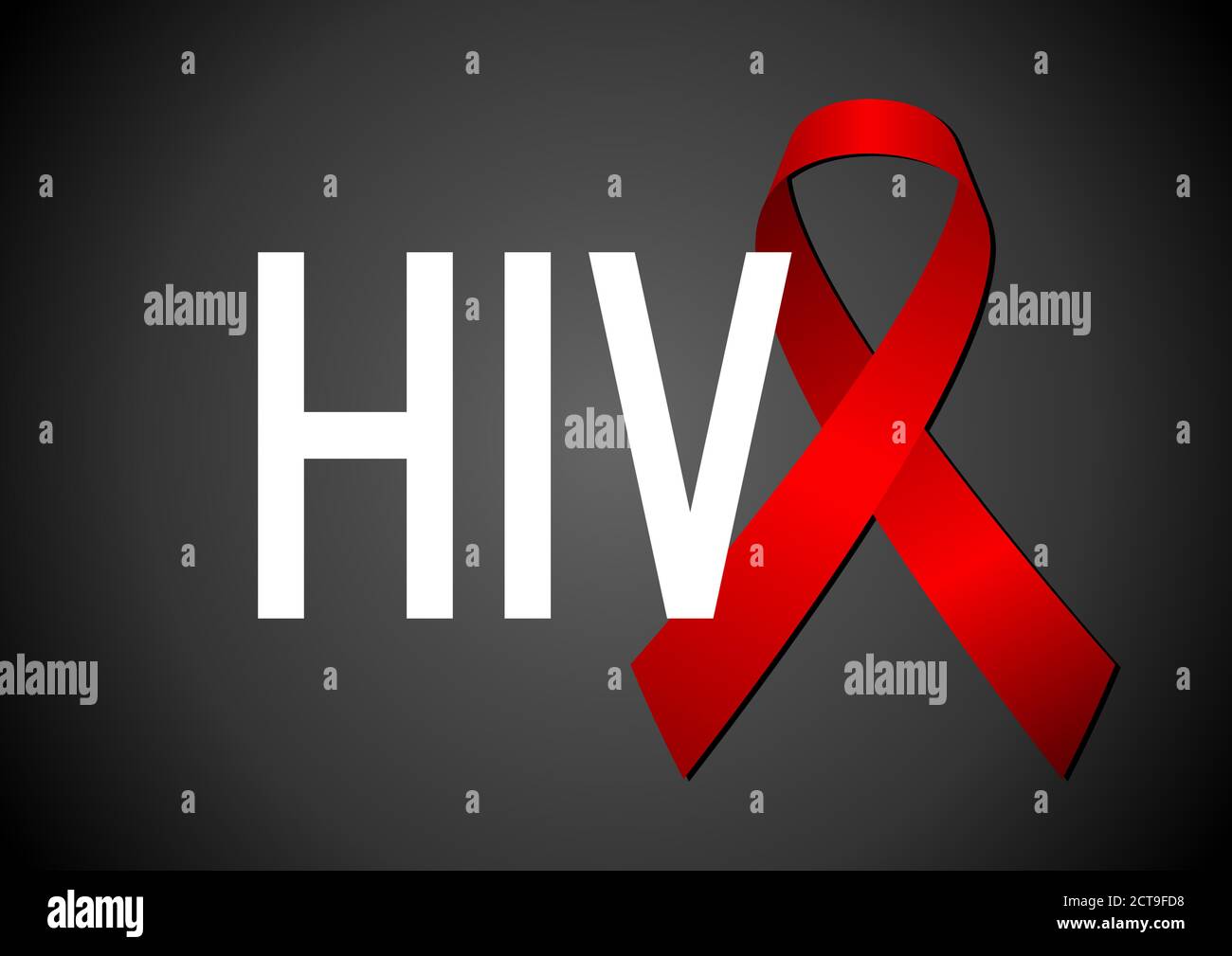 HIV-Virus-Konzept, rotes Band - Vektor-Illustration Stock Vektor